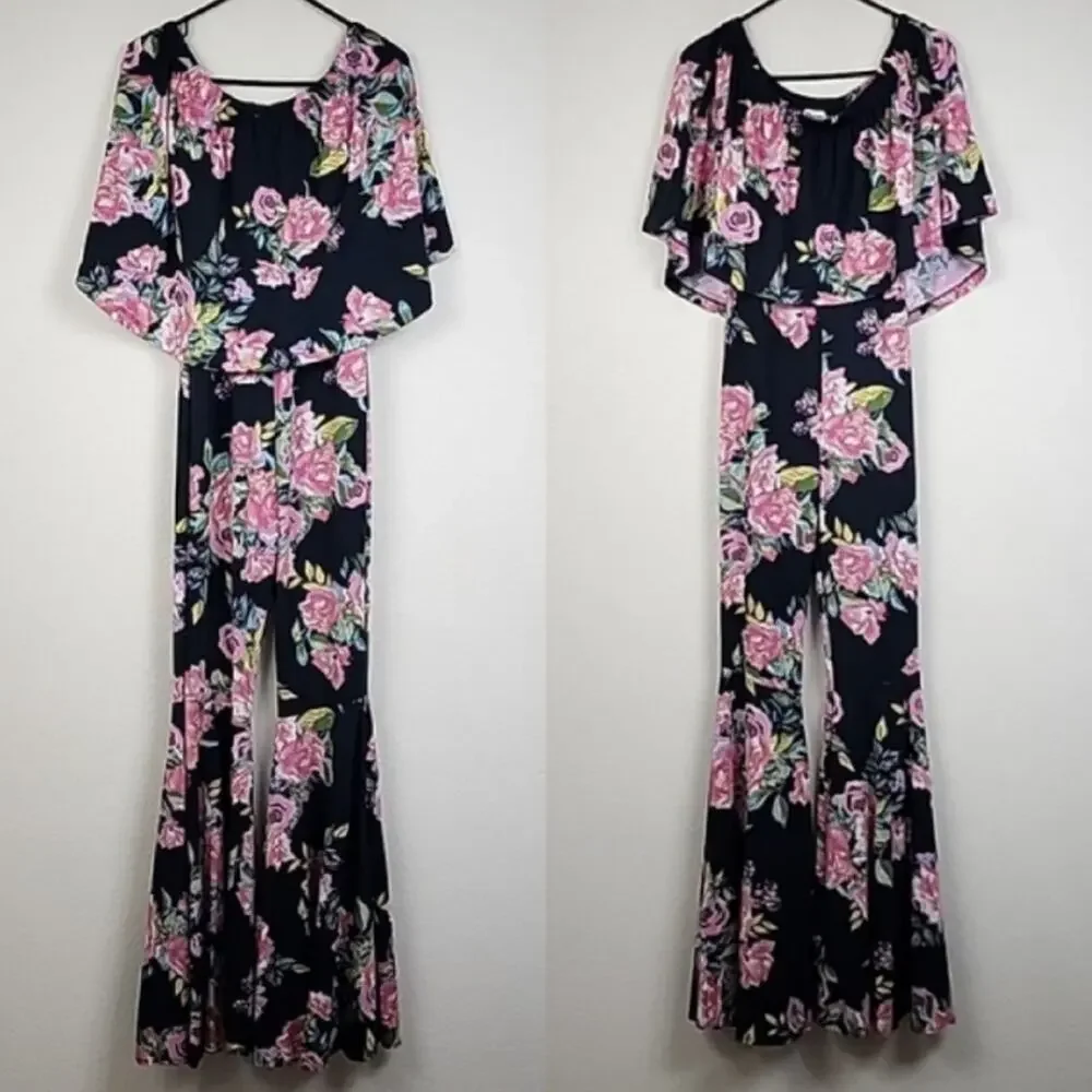 Free People Vintage Strapless Floral Medium Jumpsuit
